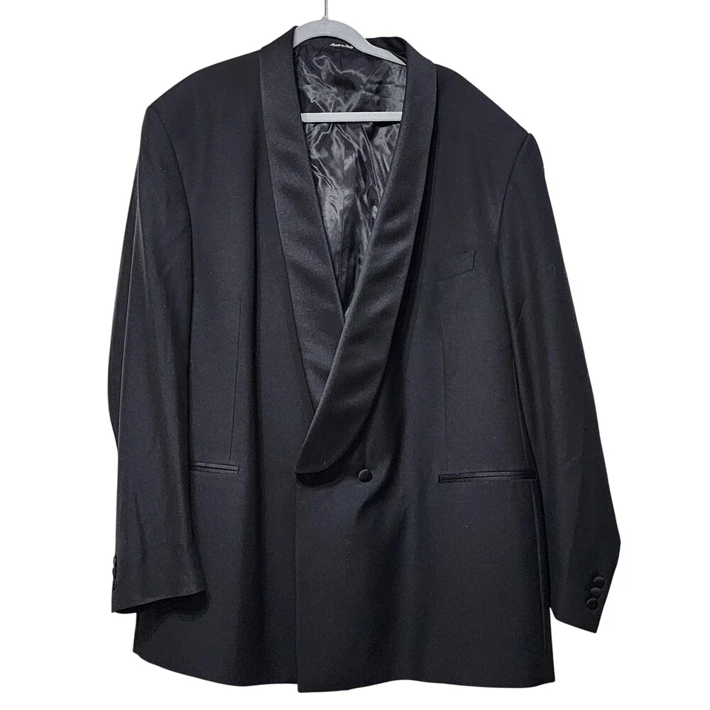 Vito Rufolo Suit Jacket Mens EU 52 Black Wool Tuxedo Shawl Lapel Made In Italy